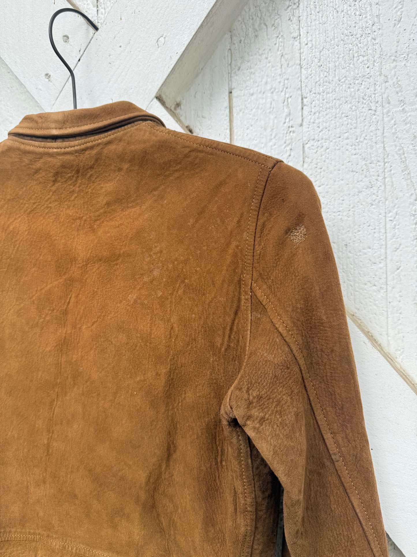 1930s Brown Suede Belted Cropped Jacket