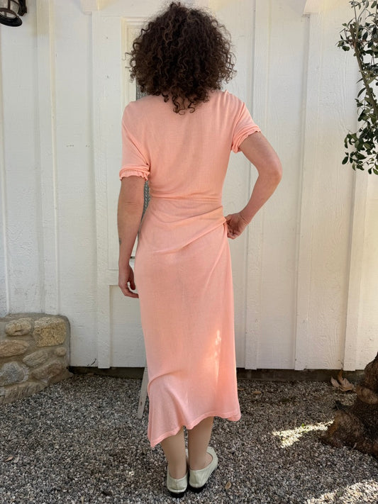 1940s Pink Cotton Rib Knit Dress