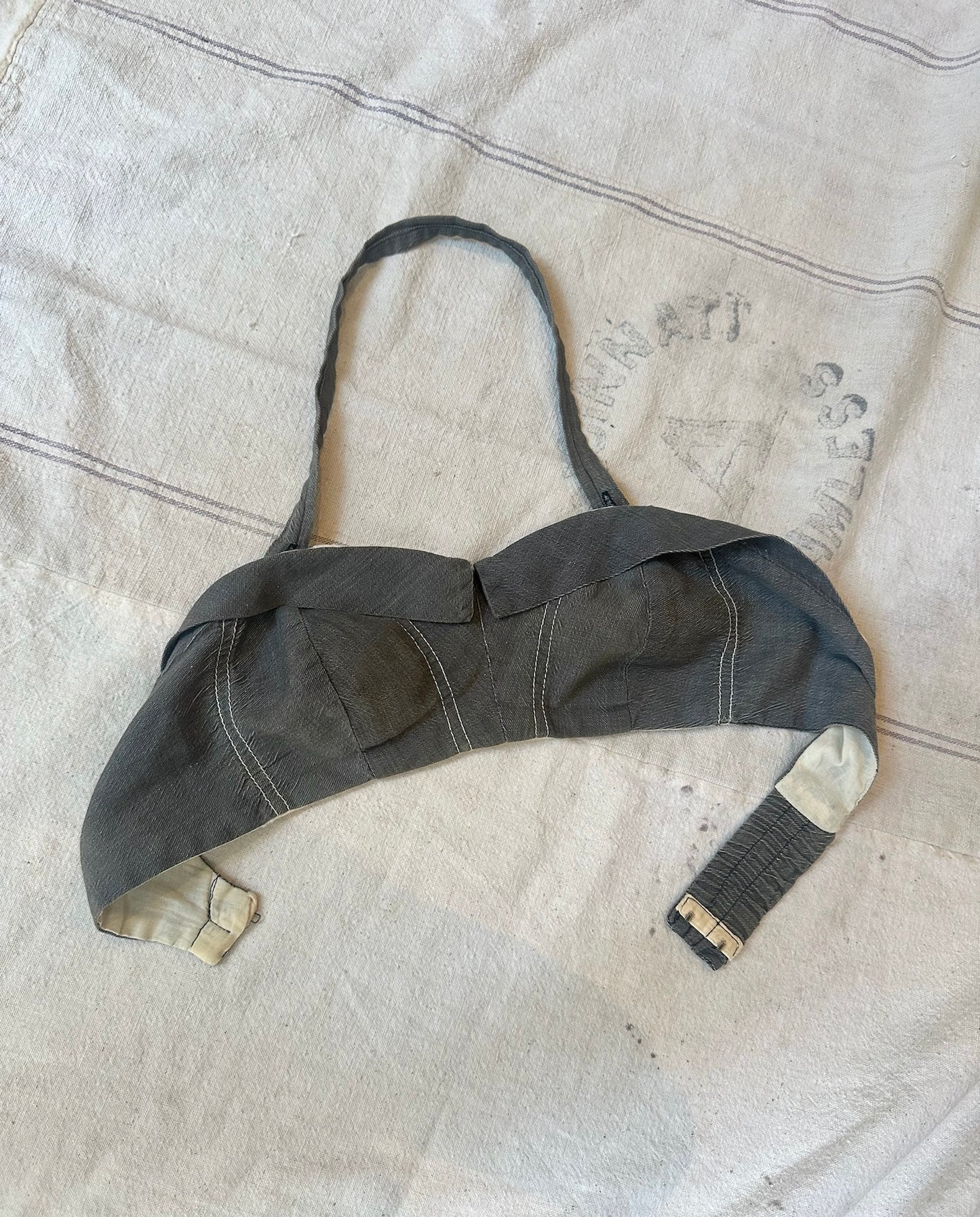 1950s Grey Cotton Twill Swim Top