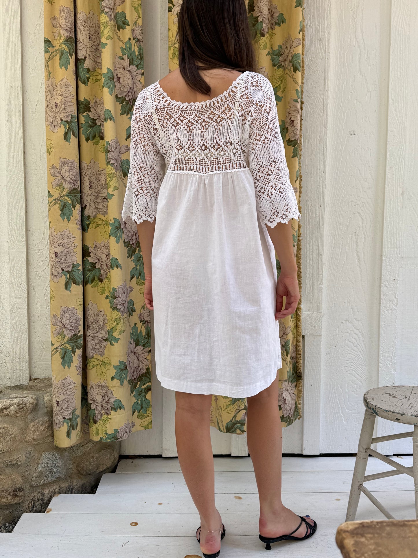 Edwardian Cotton and Crochet Mini Dress