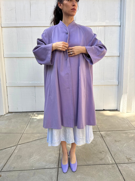 1960s Guy Laroche Tricots Paris Lavender Wool Swing Coat