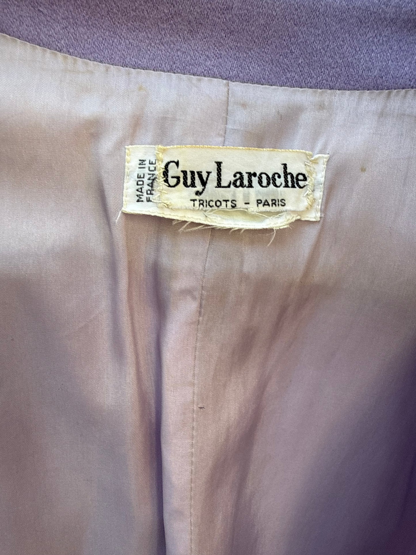 1960s Guy Laroche Tricots Paris Lavender Wool Swing Coat