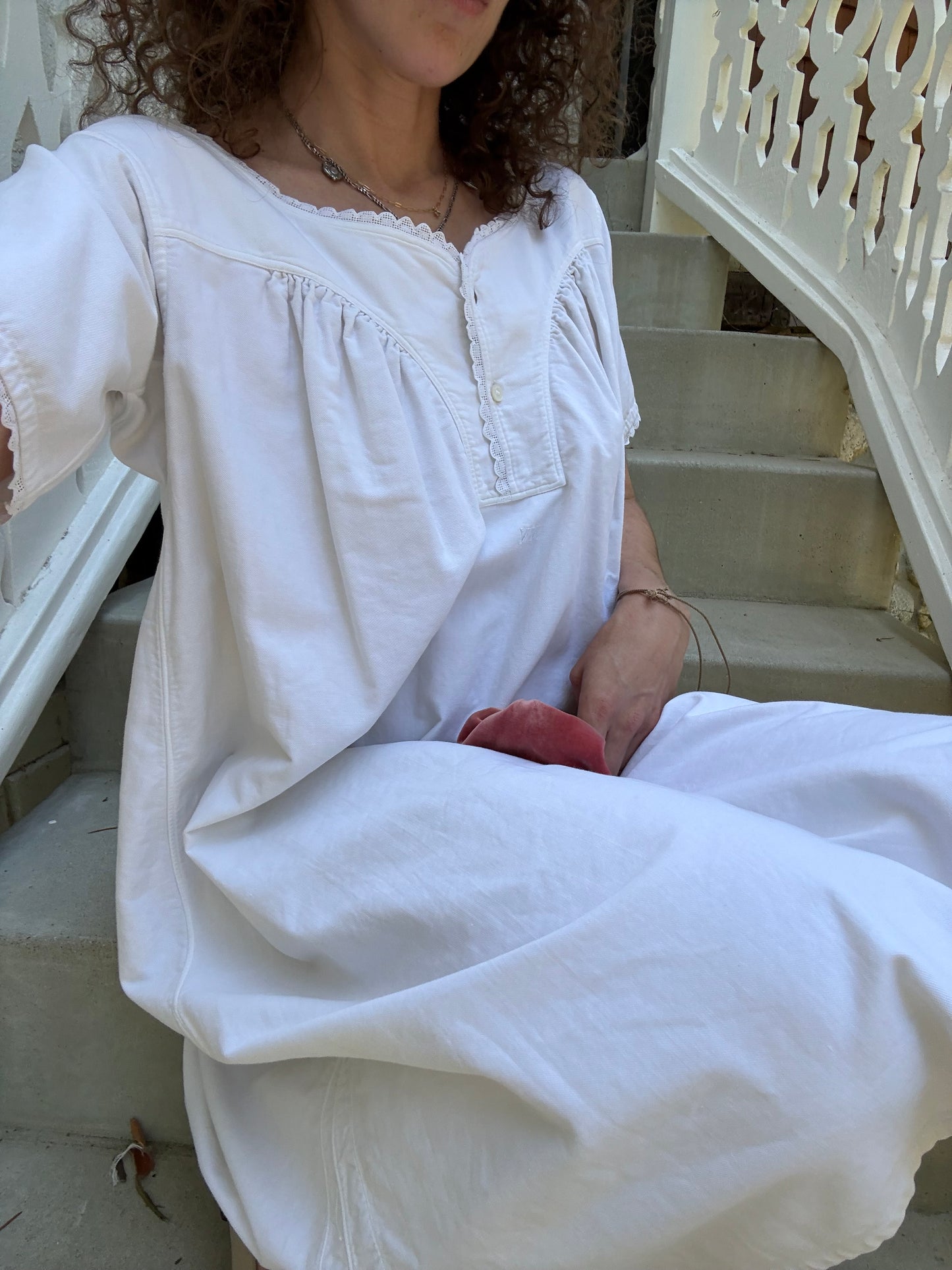 Victorian Cotton Crochet Trim Mini Dress