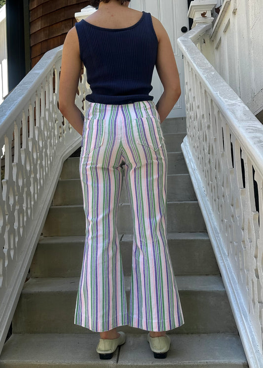 1970s Striped Cropped Flares