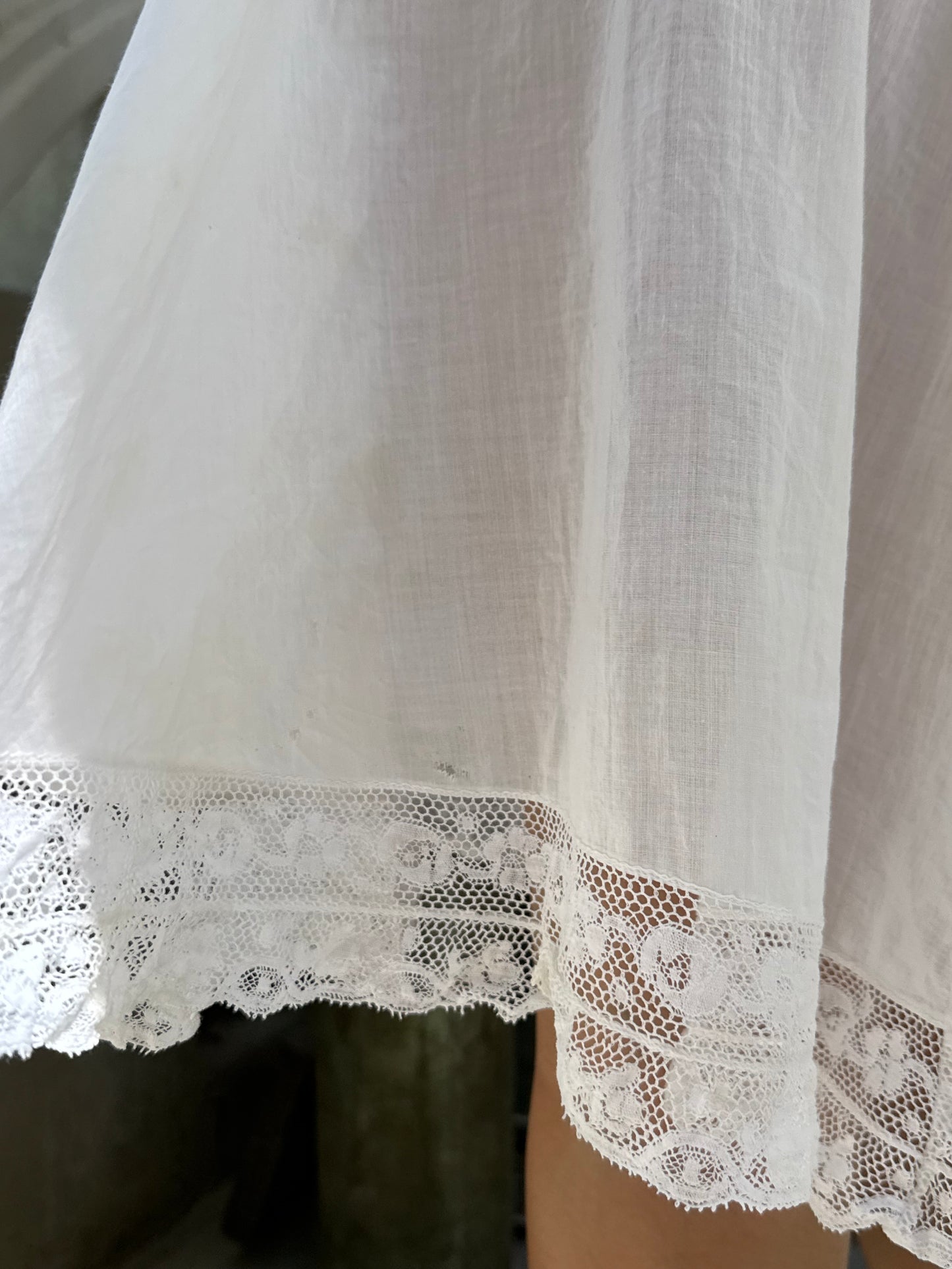 Edwardian Cotton Lace Inlay Waist Mini Dress