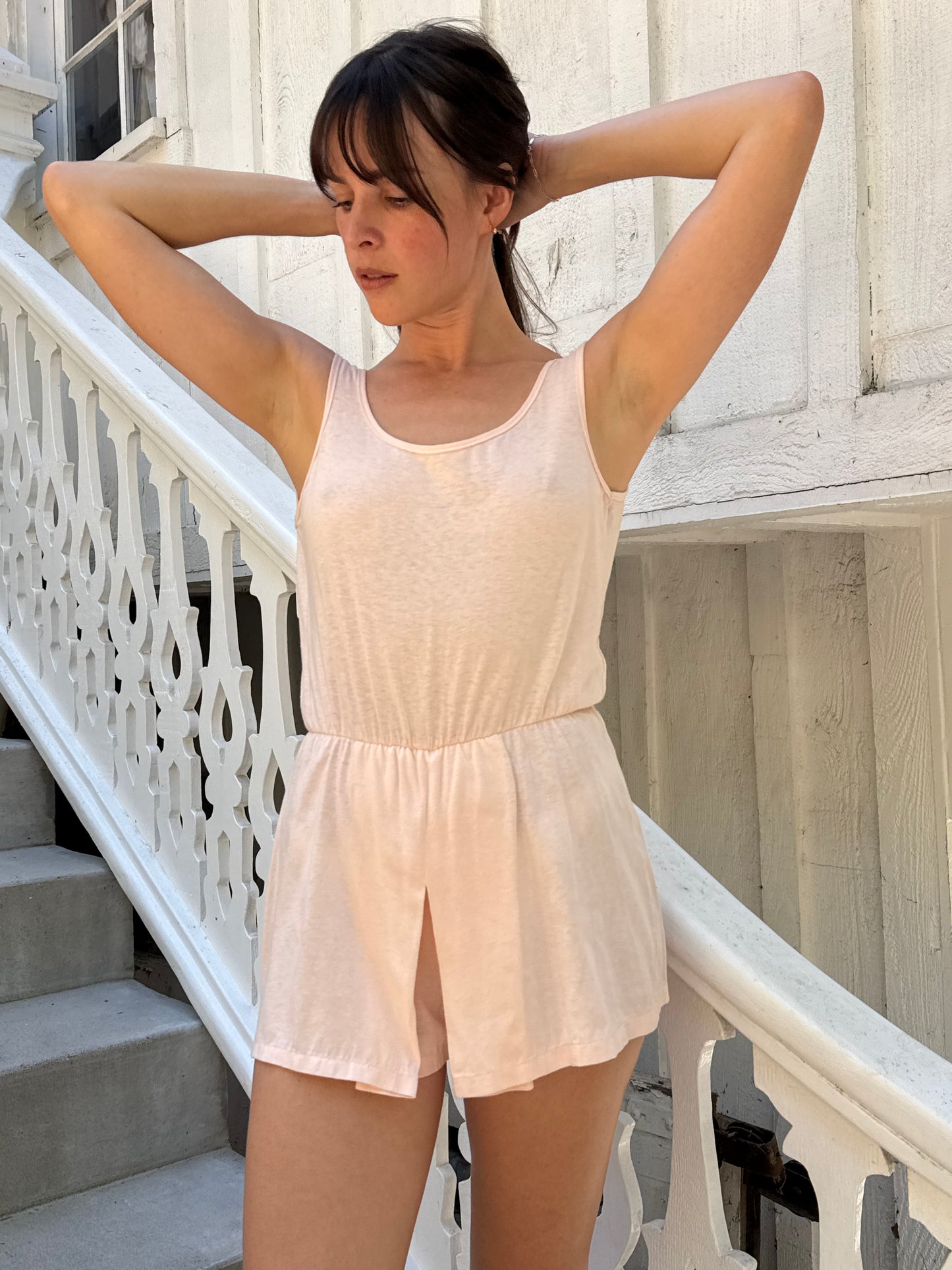 1990s French Pink Cotton Playsuit
