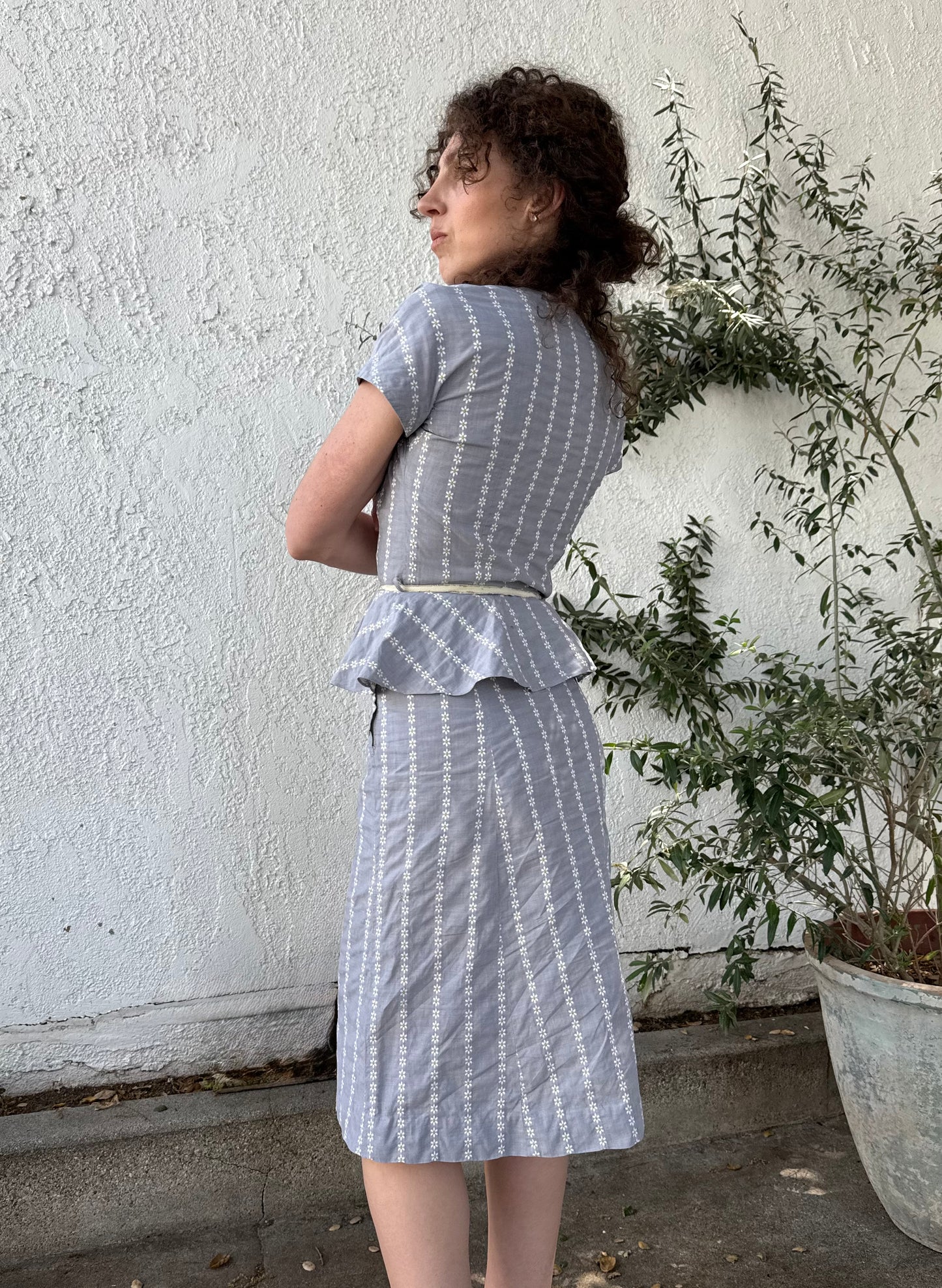 1950s Sue Mason Jr. Sanforized Cotton Peplum Top and Skirt Set