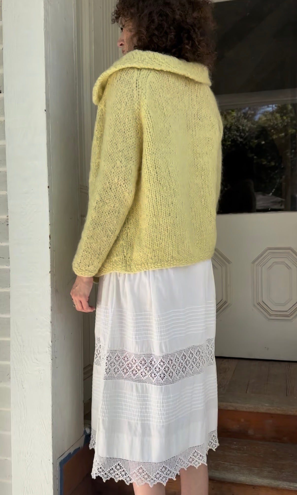 1960s Yellow Italian Mohair Cardigan with Pockets