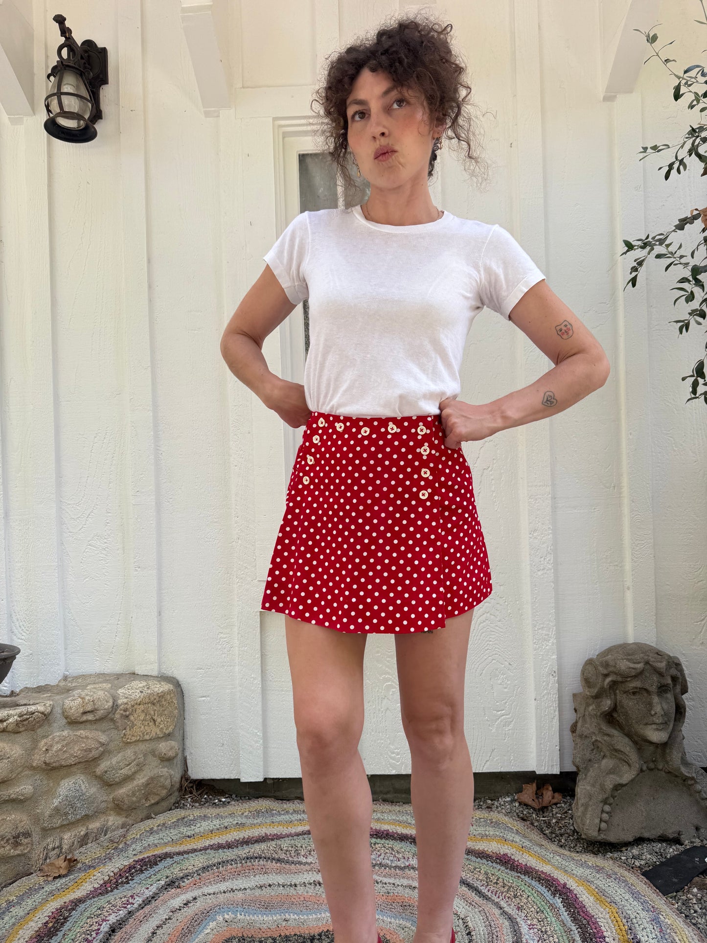 1960s Junior House Red Polka Dot Mini Skort