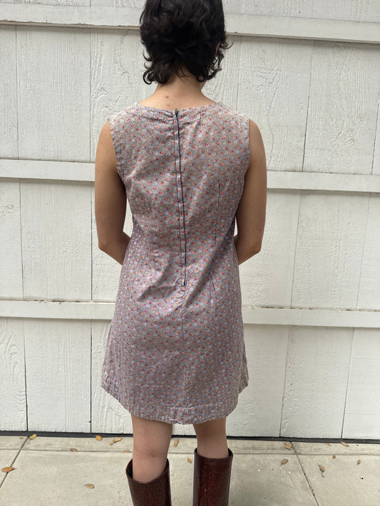1960s Sunfaded Floral Cotton Shift Dress