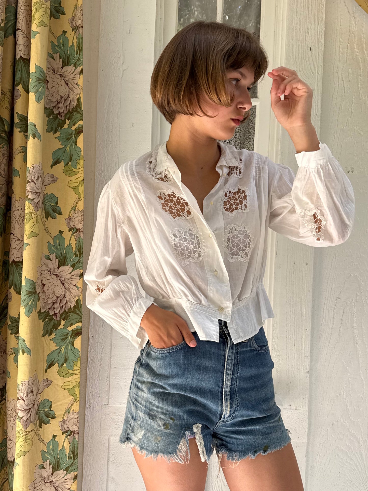 Edwardian Cotton Lace Inset Blouse