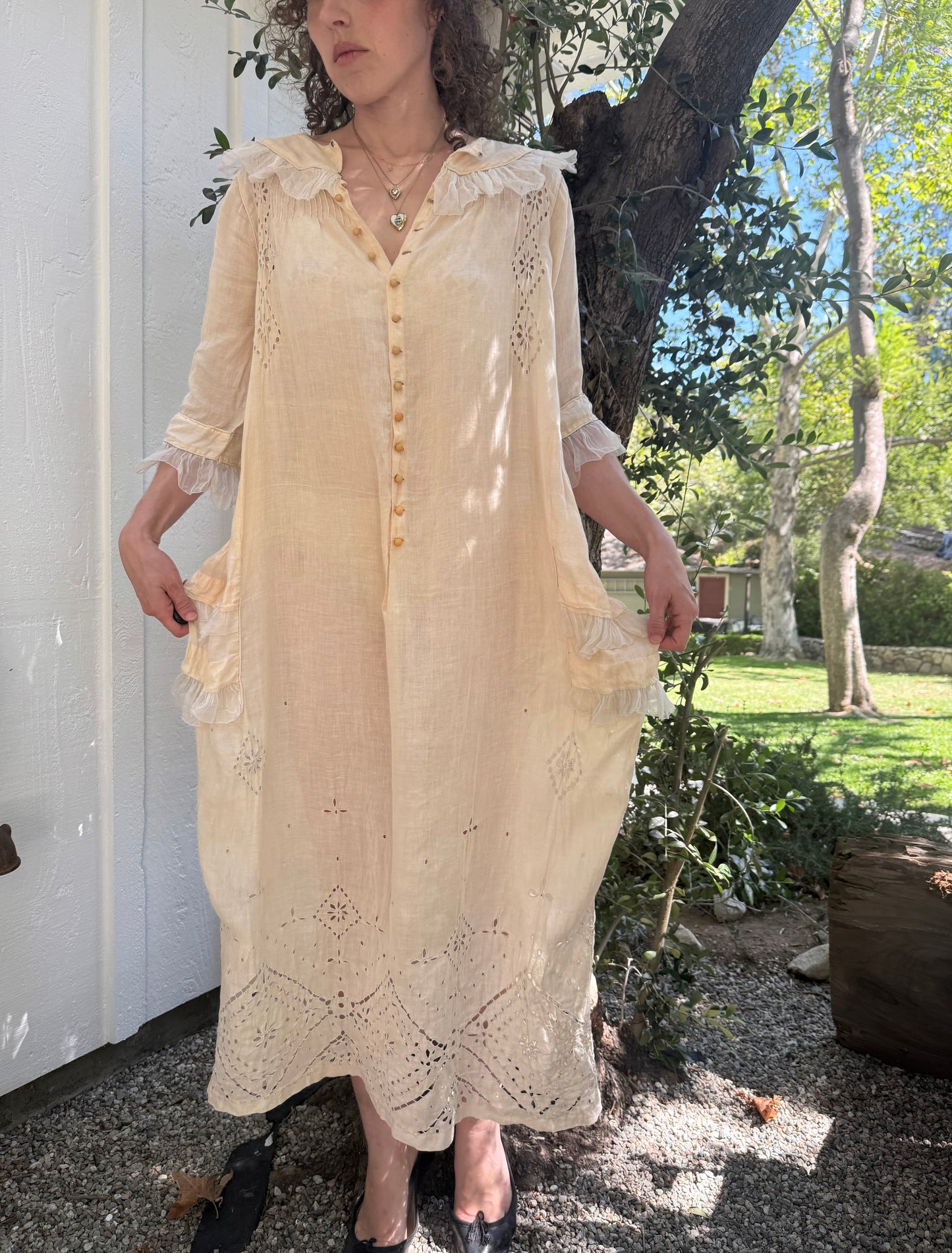 Edwardian Cotton Ruffled Tea Dress