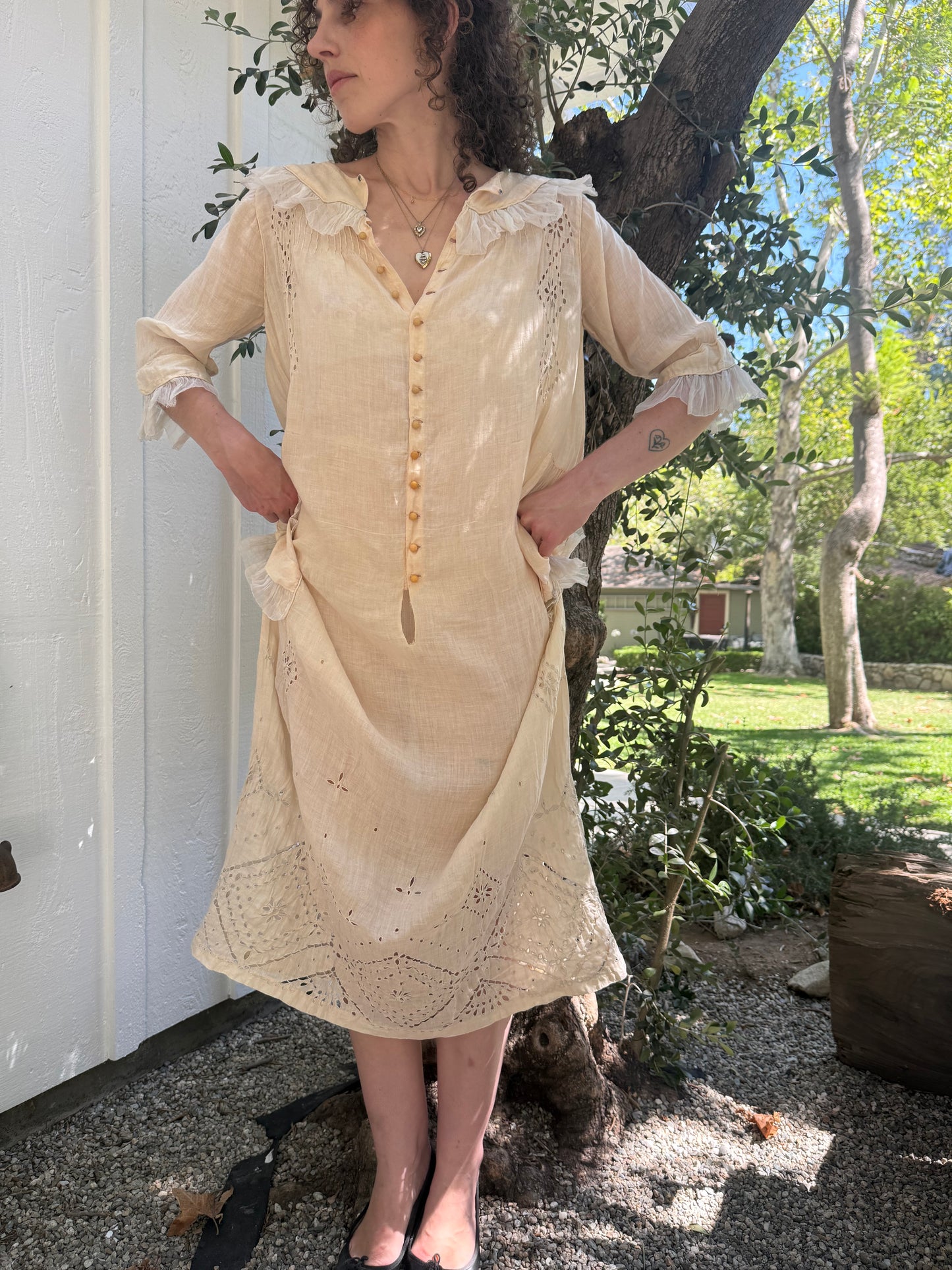 Edwardian Cotton Ruffled Tea Dress