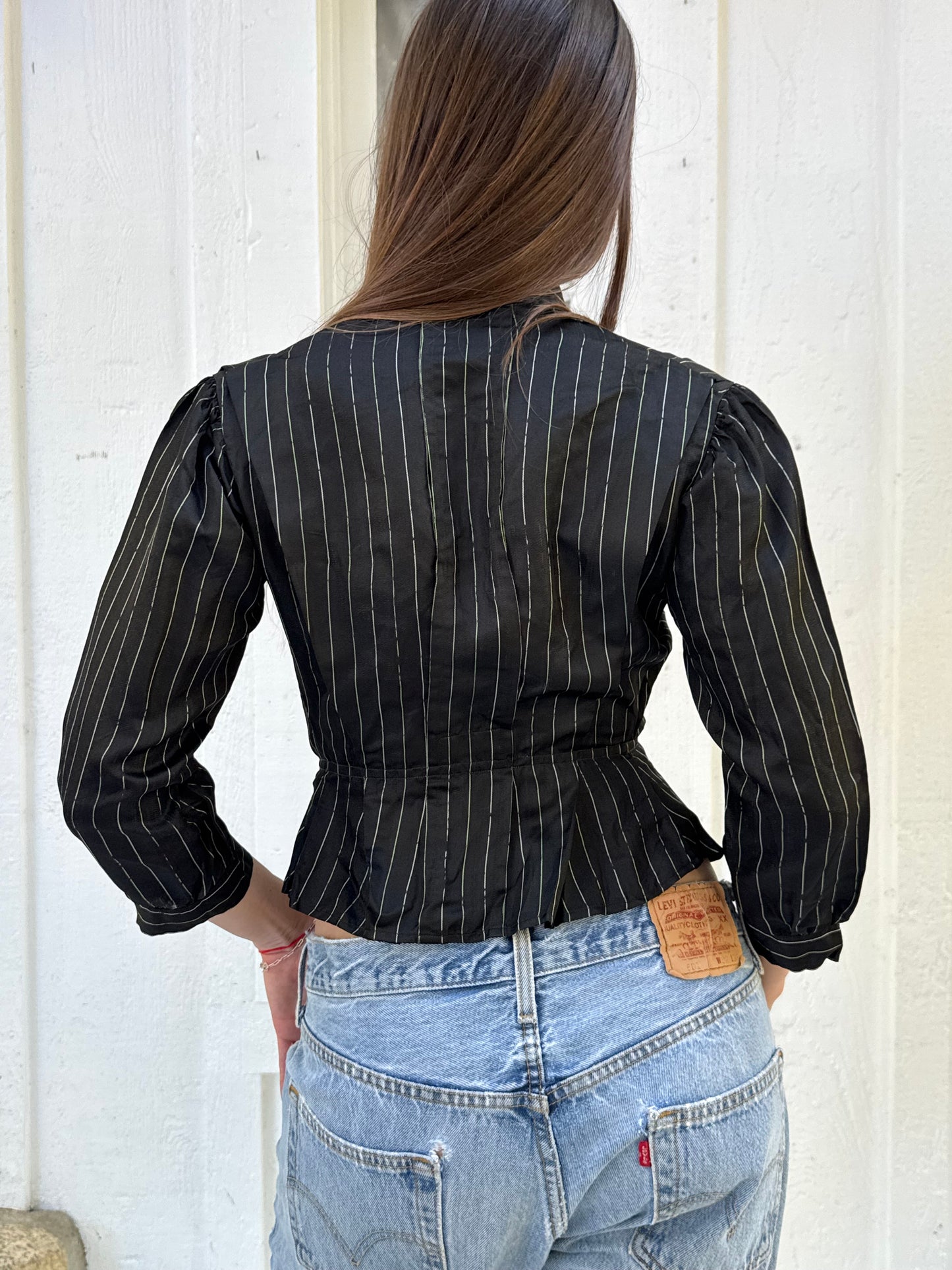 Victorian Silk Pinstripe Blouse