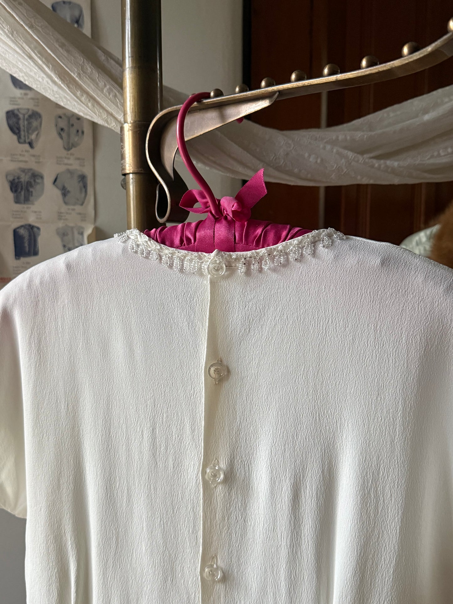 1940s Floral Hand Beaded Blouse