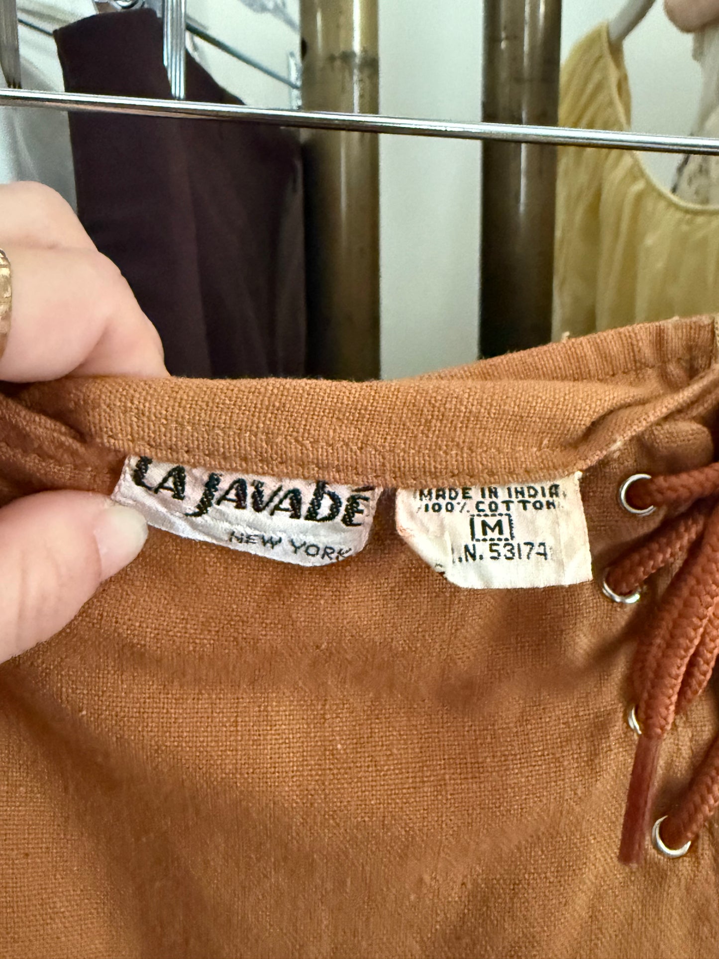 1970s Brown Lace Front Indian Cotton Culottes