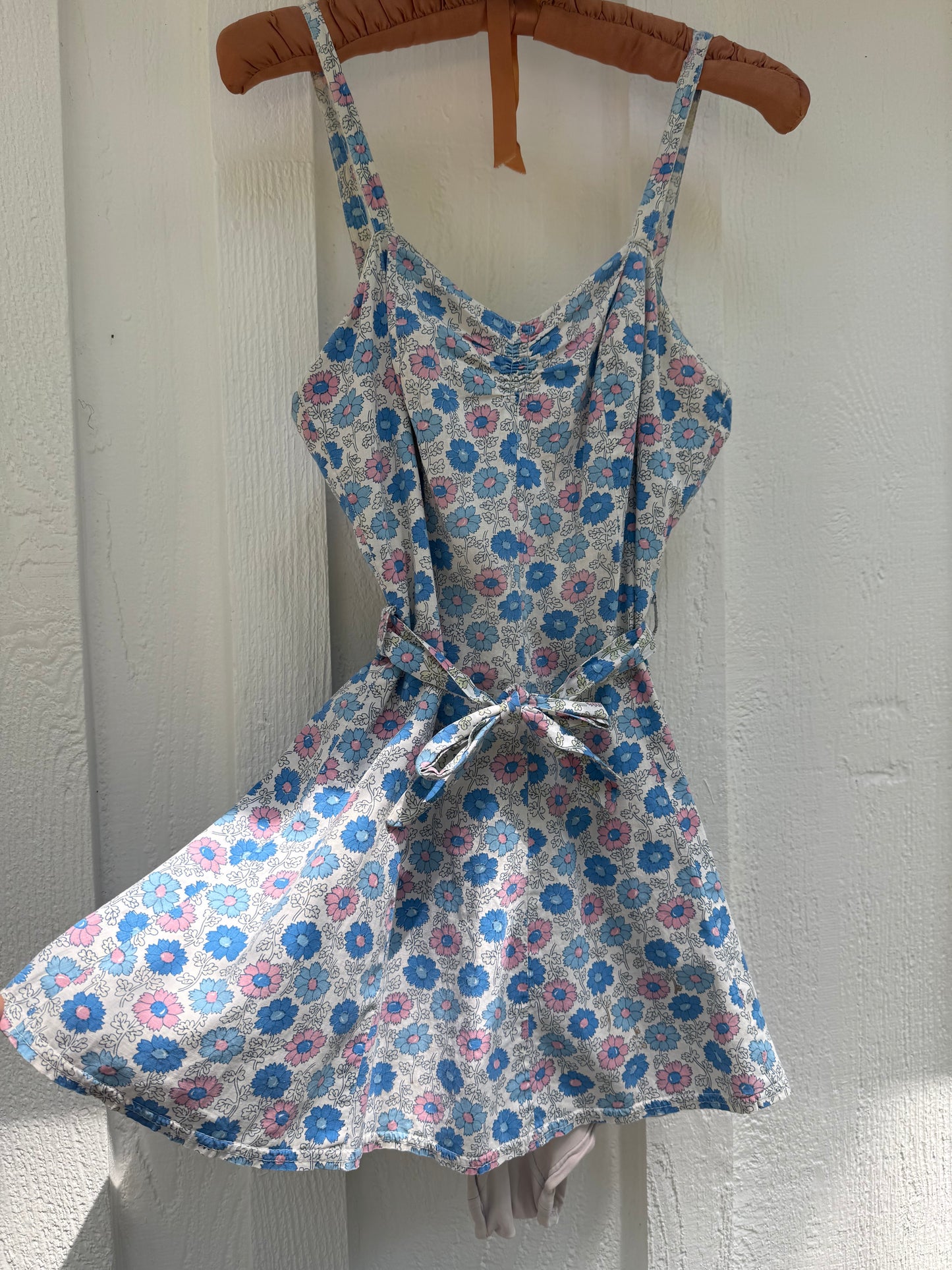 1940s Best & Co NY Floral Printed Cotton Playsuit Mini Dress