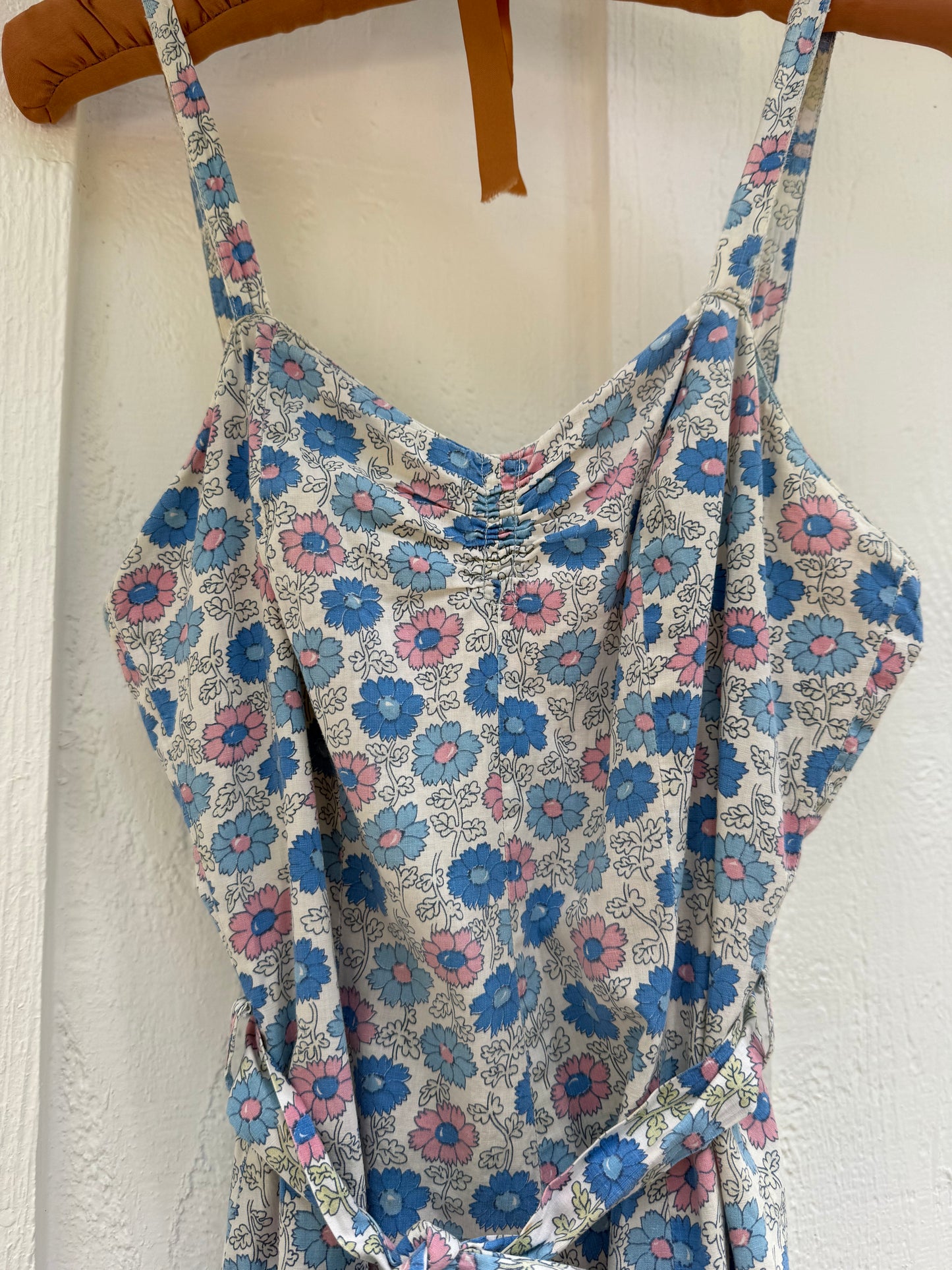 1940s Best & Co NY Floral Printed Cotton Playsuit Mini Dress