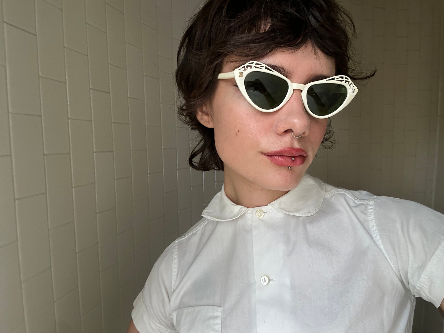 1950s White Cat Eye Sunglasses
