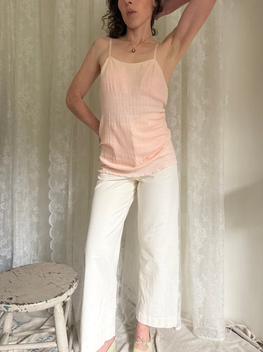 1930s Pink Cotton Rib Knit Tank