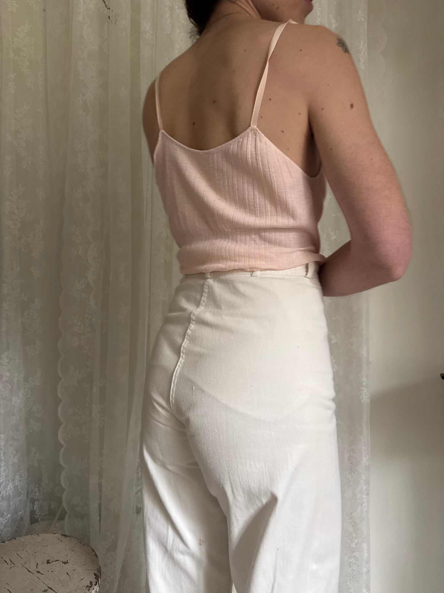 1930s Pink Cotton Rib Knit Tank