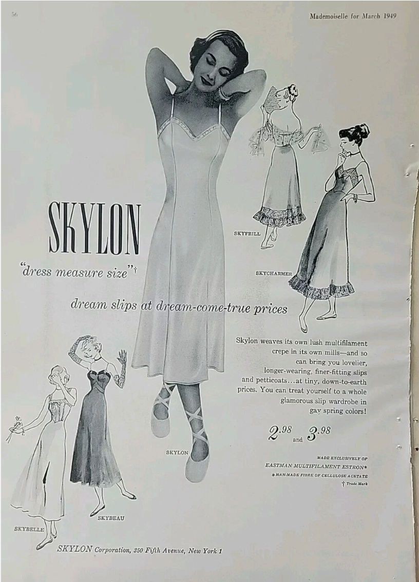 1940s Shiny Pale Pink Skylon Lace Trimmed Slip Dress