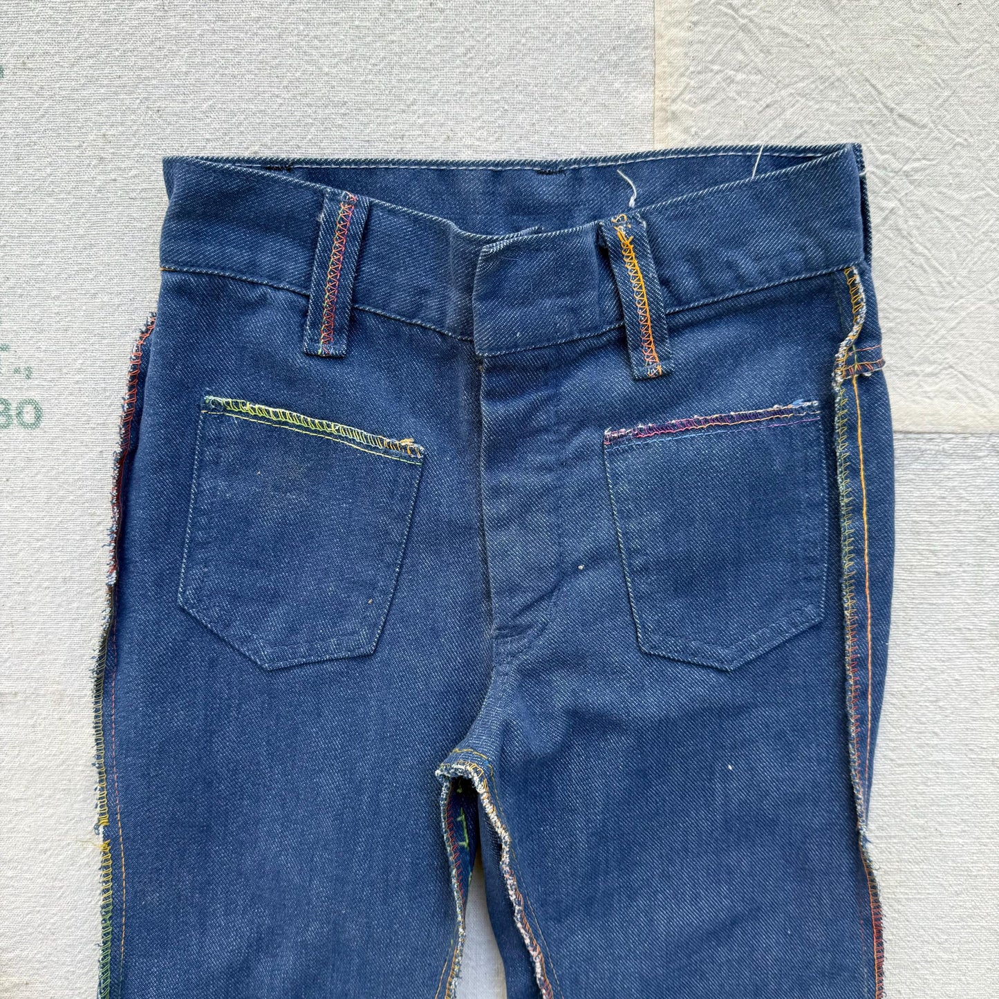 1970s Kids Rainbow Outside Seam Denim