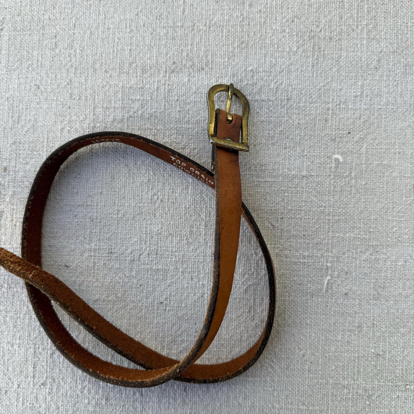 1970s Brown Skinny Leather Belt 28-30