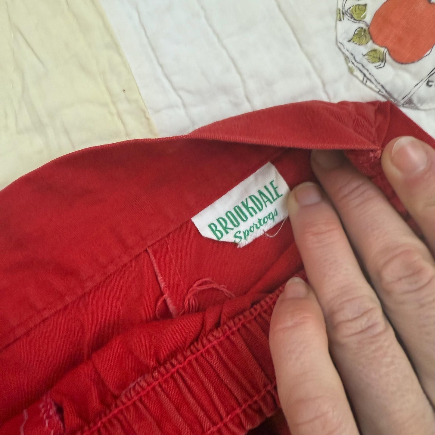 1940s Brookdale Sportogs Red Polka Dot Rainbow Button Clown High Waist Shorts