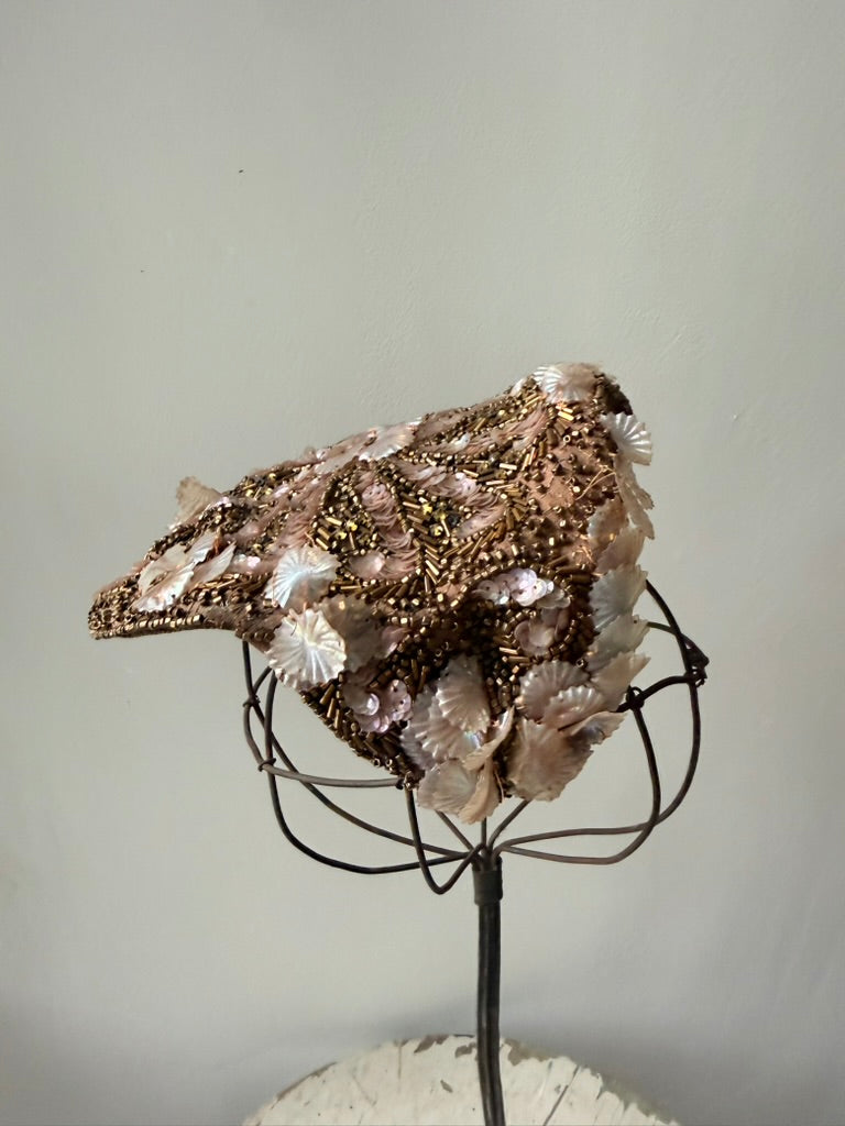 1930s Robsinson's Sequin Beaded Cocktail Topper Hat as-is