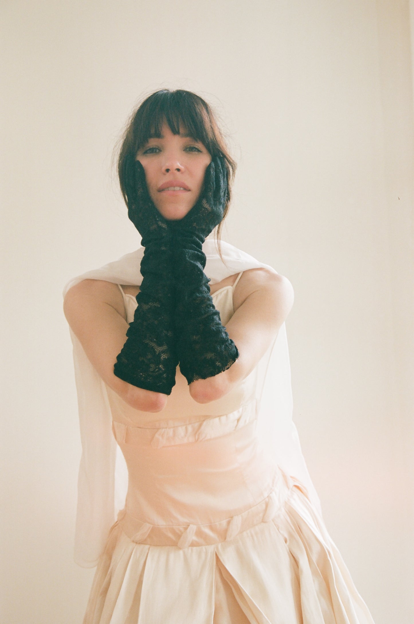 1990s Black Fine Lace Opera Gloves Made in France