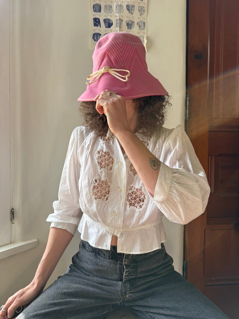 1960s Pink Wool Sun Hat