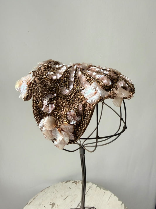 1930s Robsinson's Sequin Beaded Cocktail Topper Hat as-is