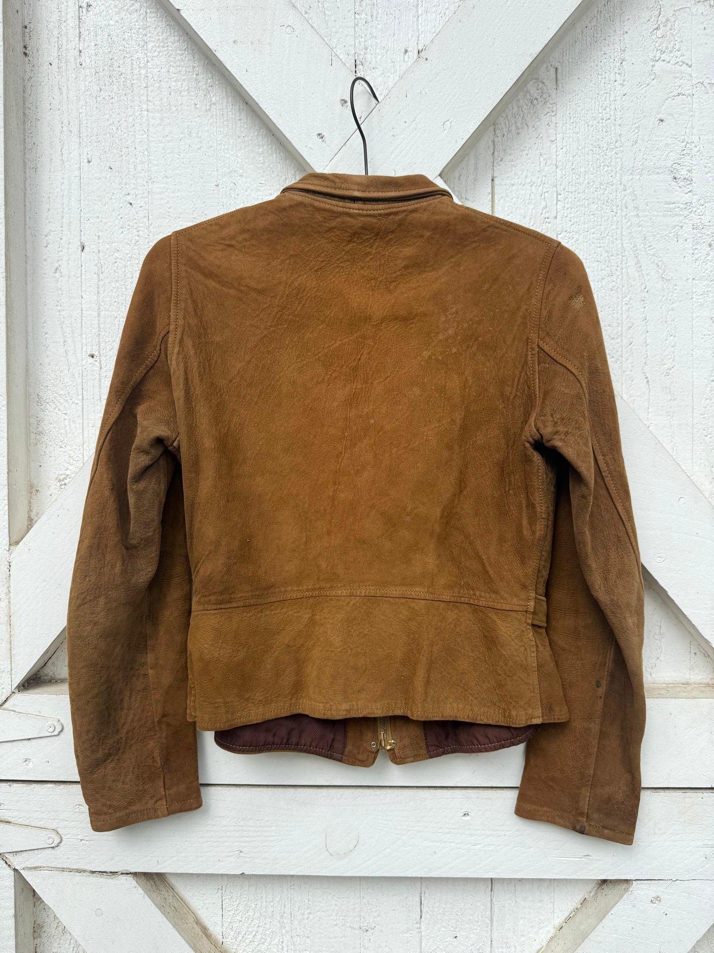 1930s Brown Suede Belted Cropped Jacket