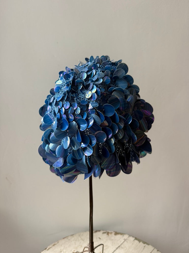 1960s Blue Sequin Pailette Juliet Cap Beret Made in Italy