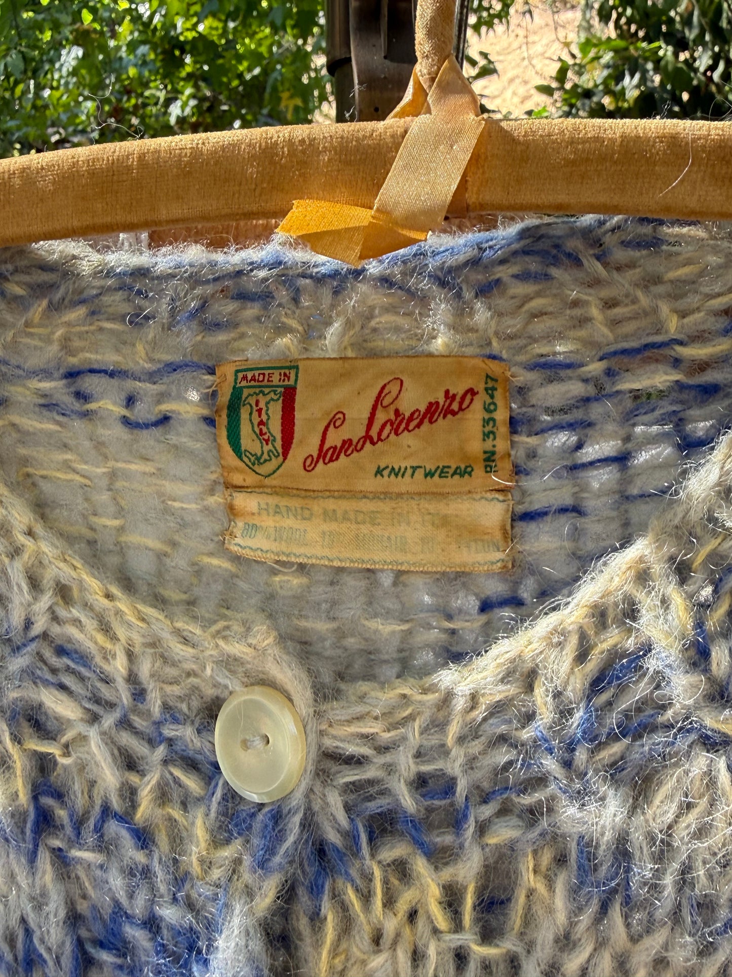 1960s Italian Blue Space Dye Mohair and Wool Cardigan