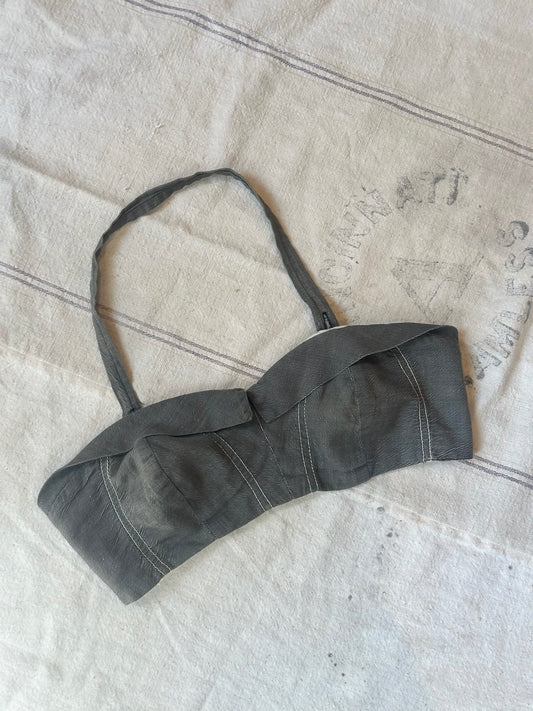 1950s Grey Cotton Twill Swim Top