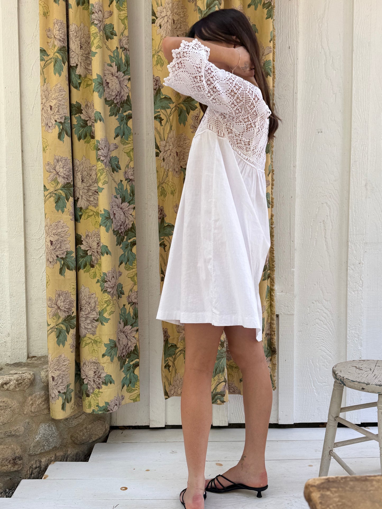 Edwardian Cotton and Crochet Mini Dress