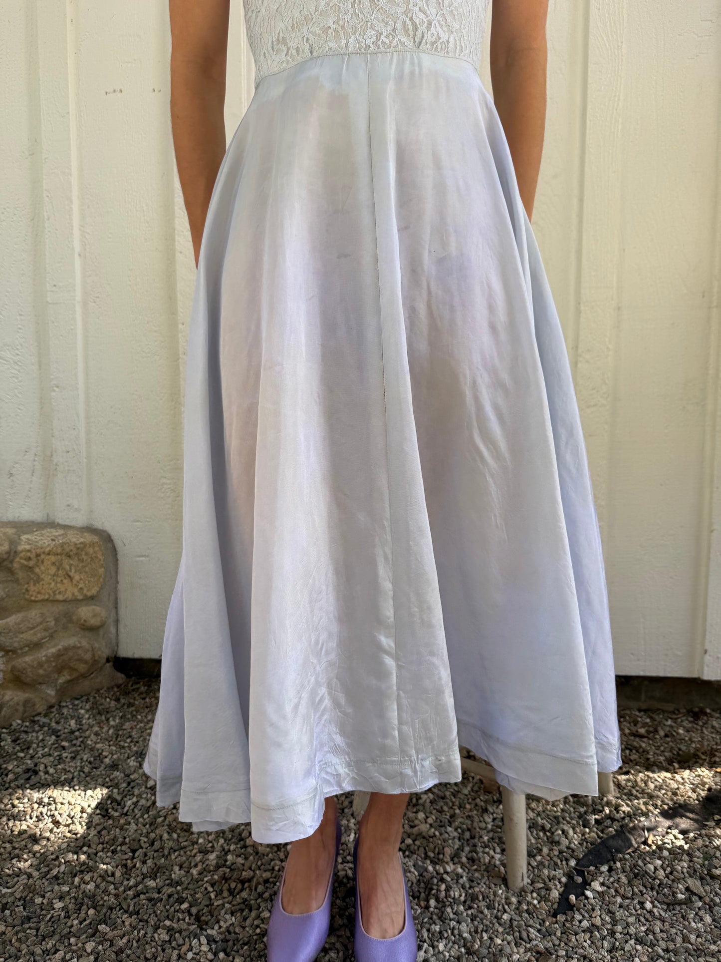 1950s Baby Blue Lace and Taffeta Slip Dress