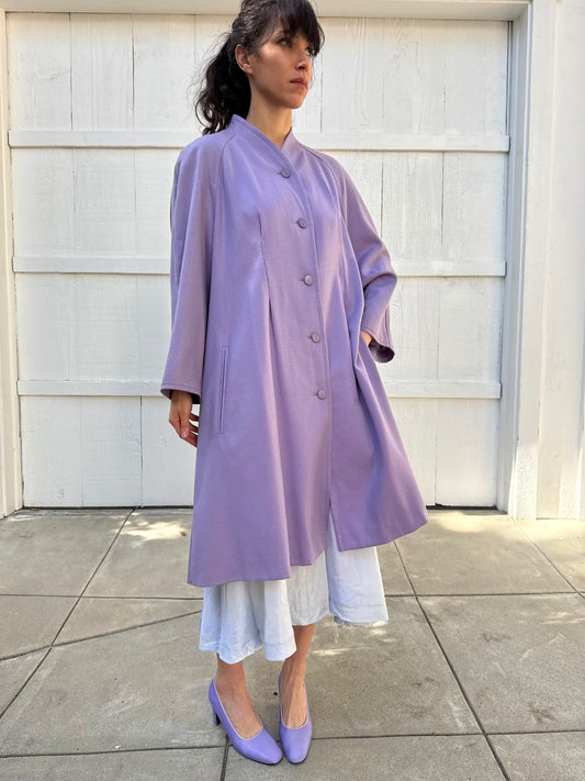 1960s Guy Laroche Tricots Paris Lavender Wool Swing Coat