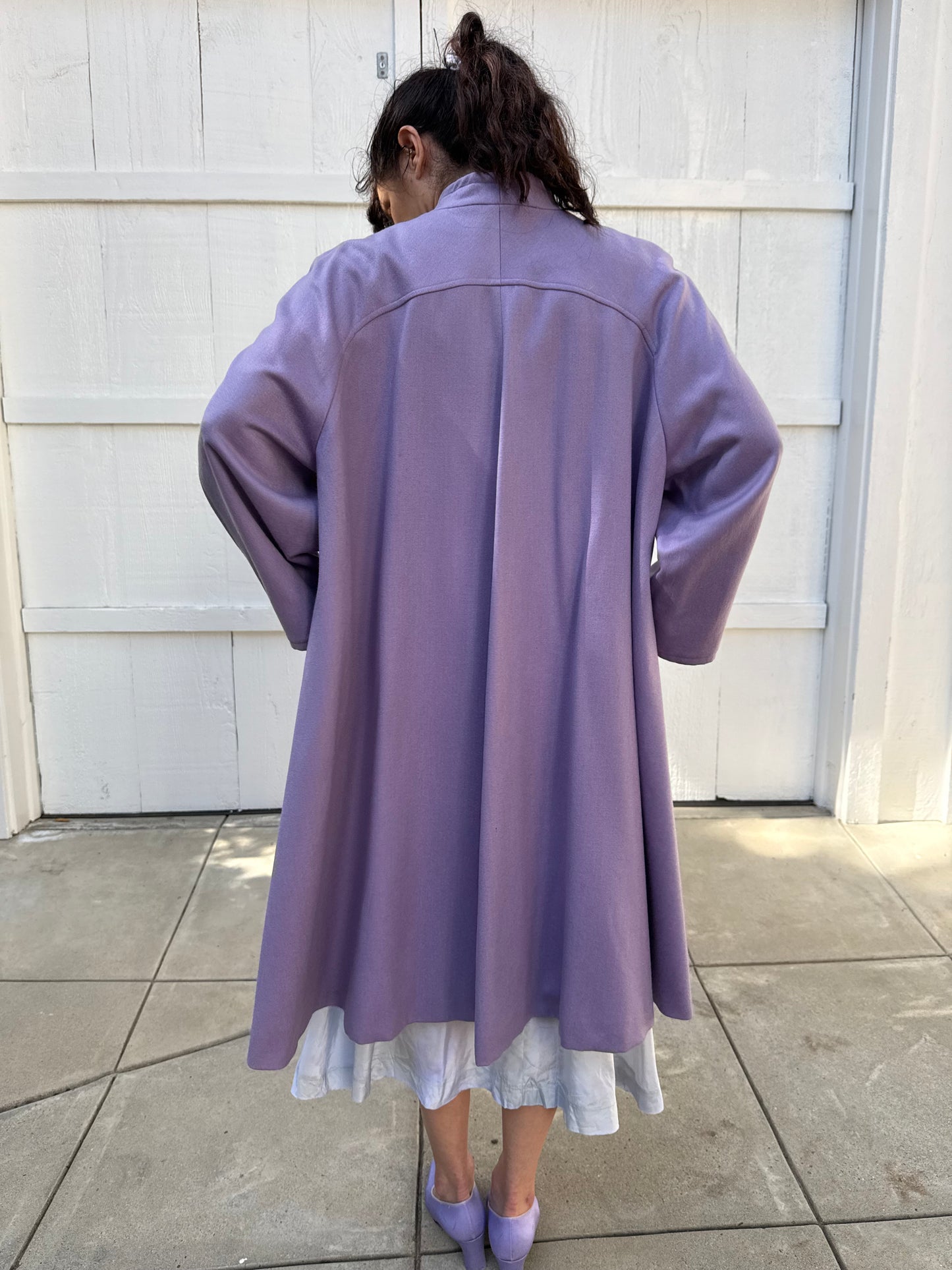 1960s Guy Laroche Tricots Paris Lavender Wool Swing Coat