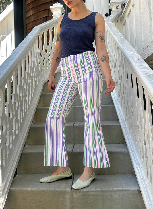 1970s Striped Cropped Flares