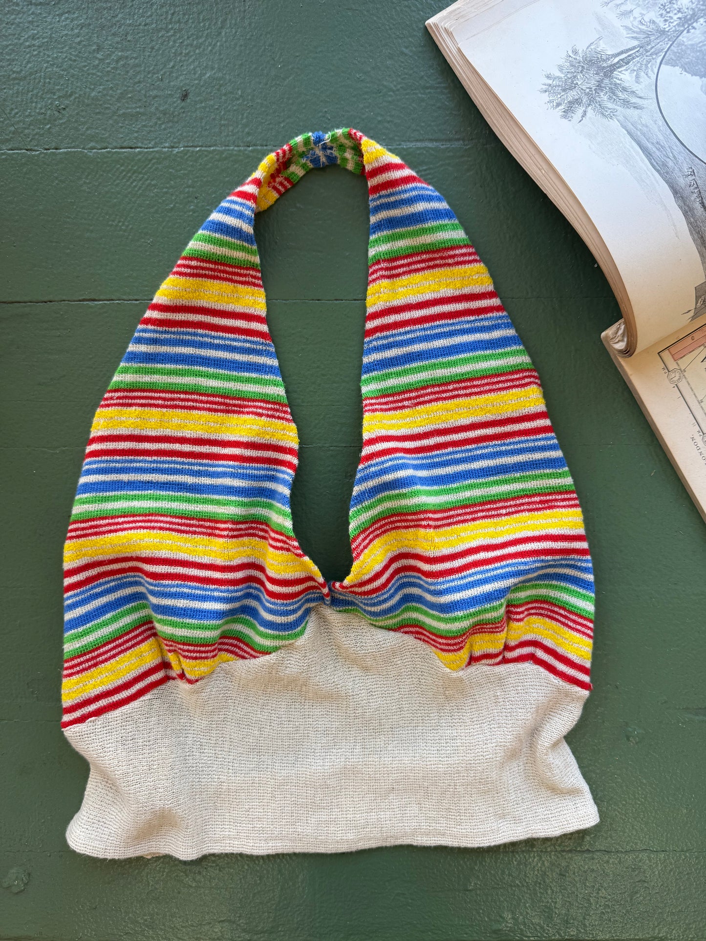 1970s Rainbow Stripe Knit Halter and Sweater Set by "It Still Does"