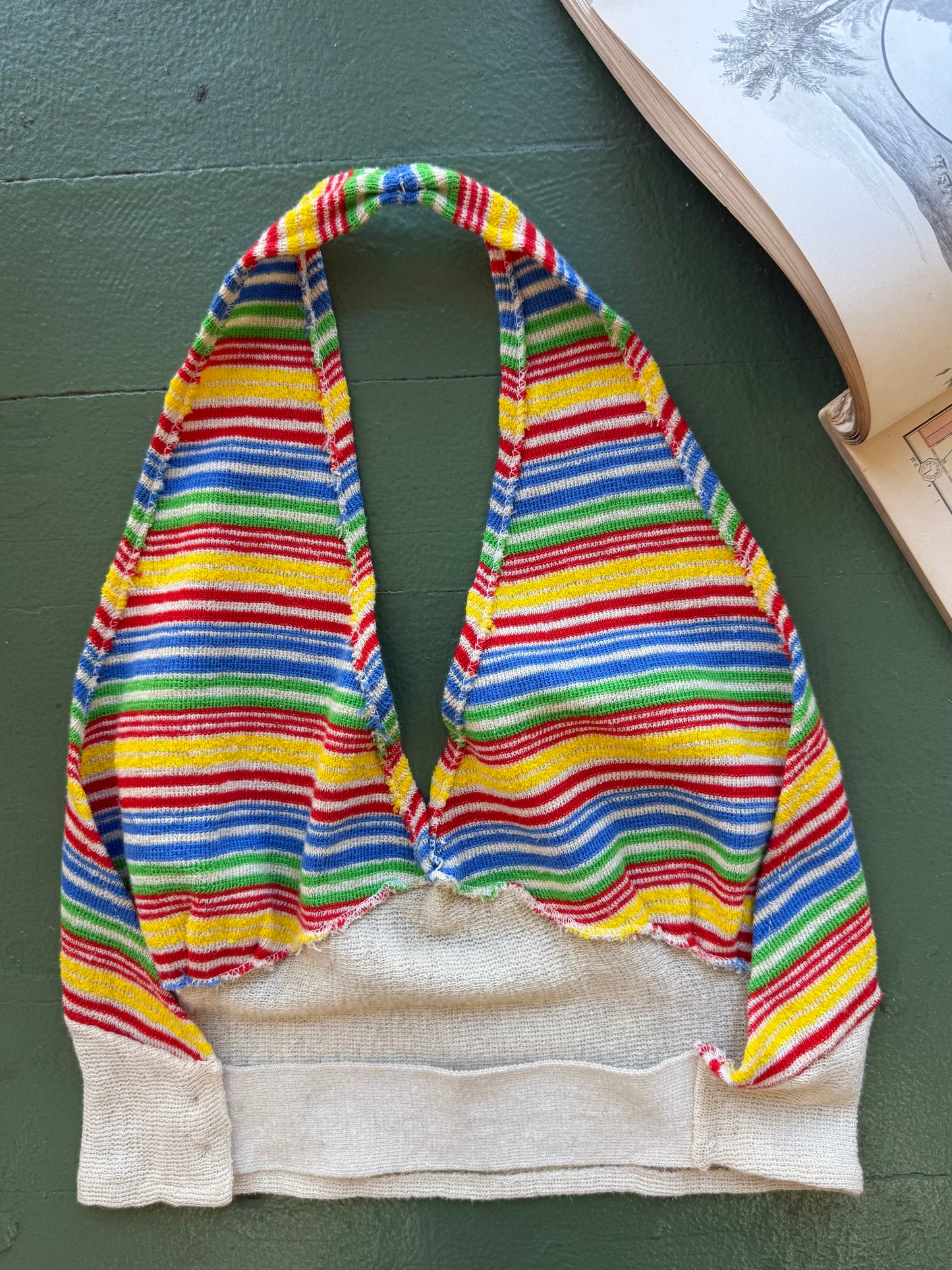 1970s Rainbow Stripe Knit Halter and Sweater Set by "It Still Does"