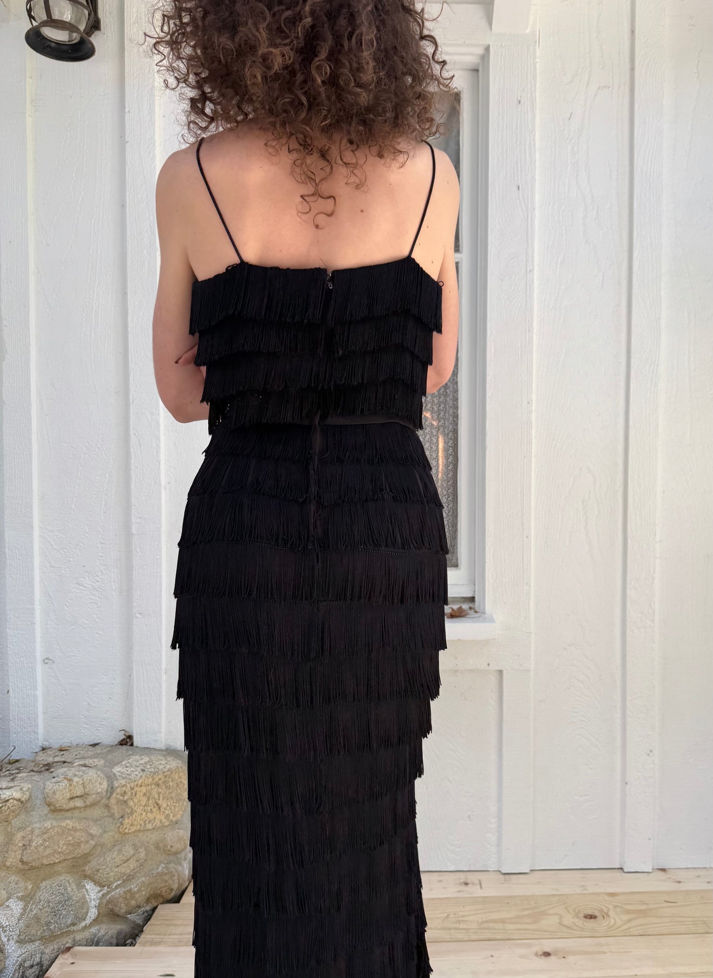 1970s Lilli Diamond California Tiered Fringe Flapper Dress