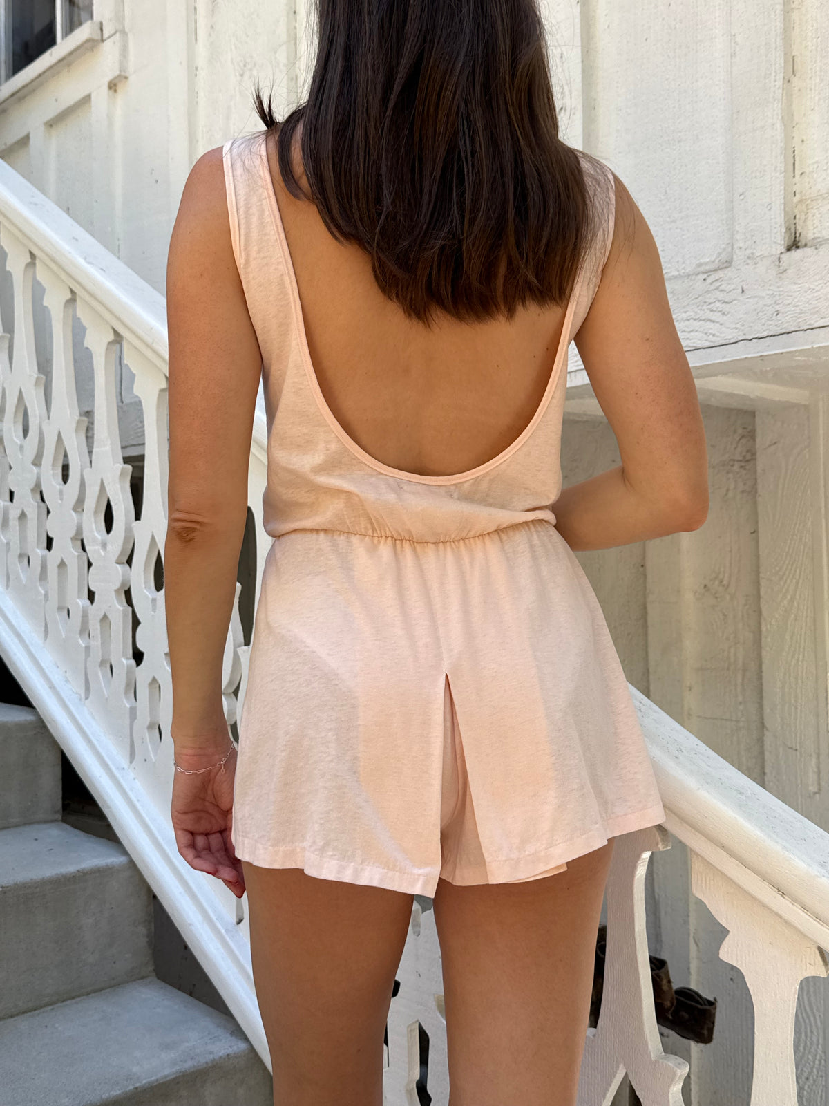 1990s French Pink Cotton Playsuit