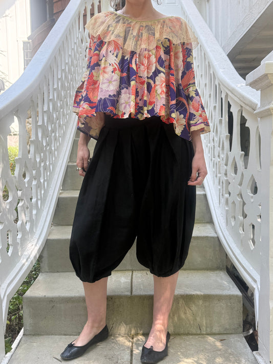 1920s Black Cotton Gym Shorts