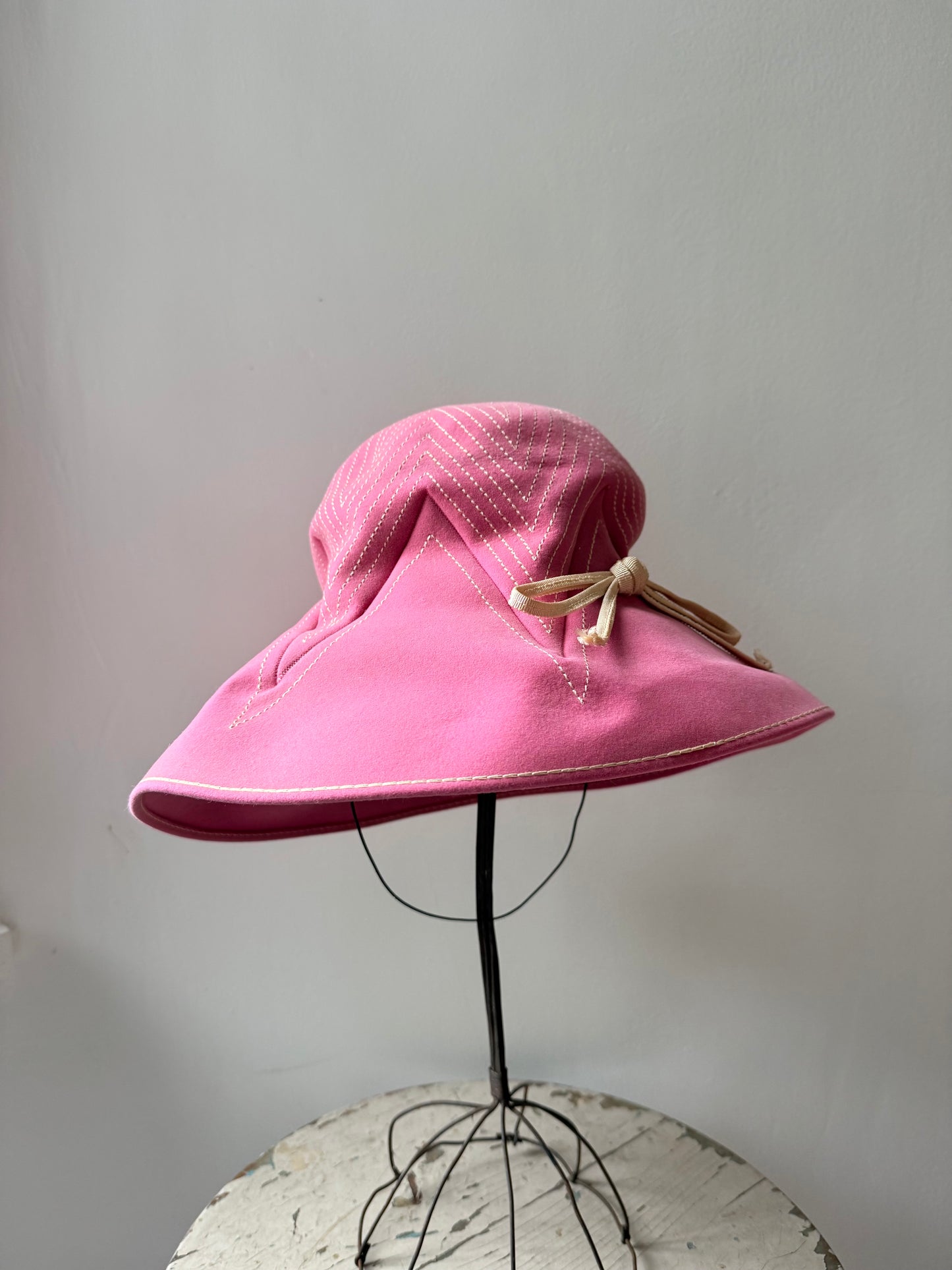 1960s Pink Wool Sun Hat
