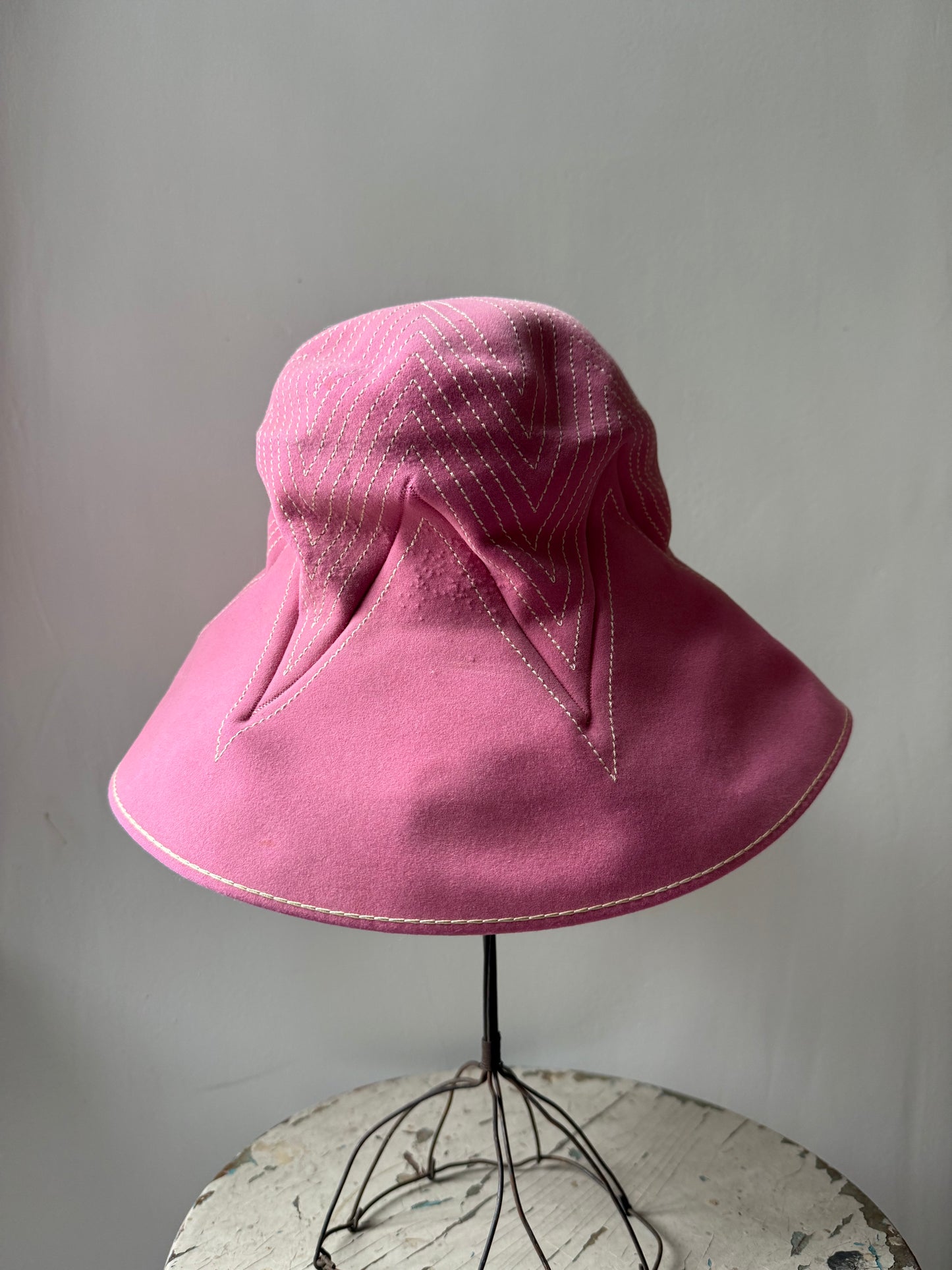 1960s Pink Wool Sun Hat