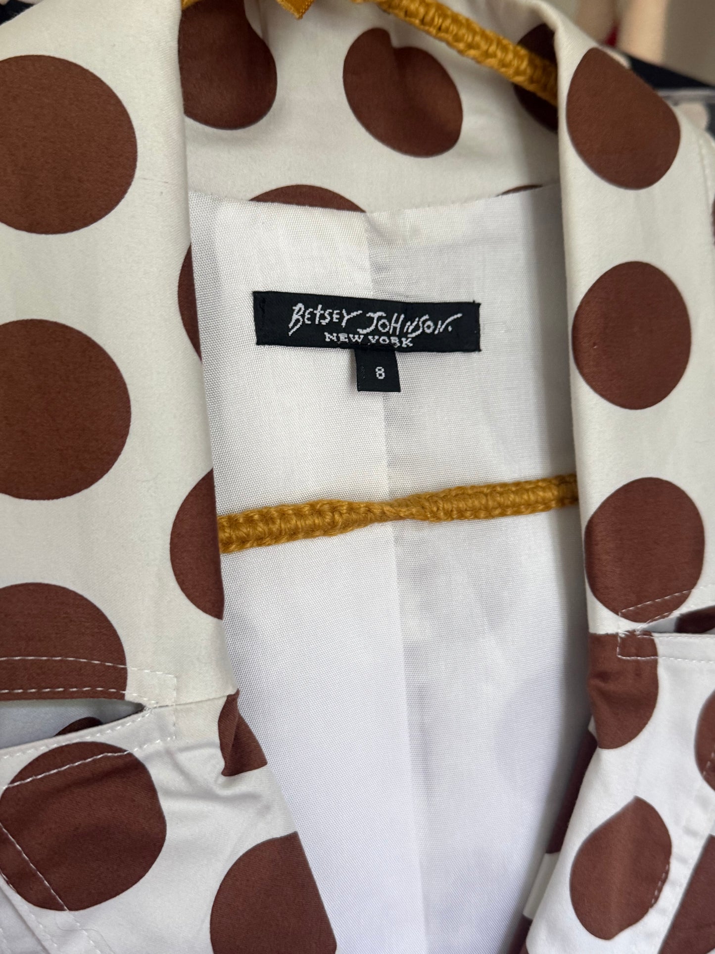 1990s Betsey Johnson Brown Polka Dot Blazer